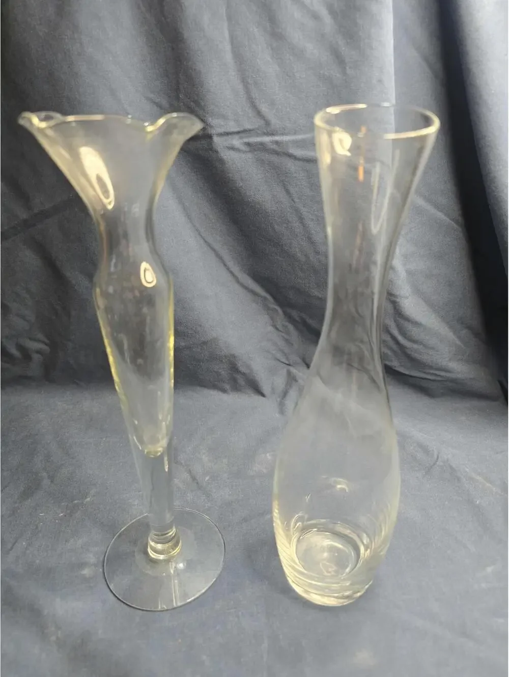 Set of 2 Vintage Princess House Clear Glass Vases